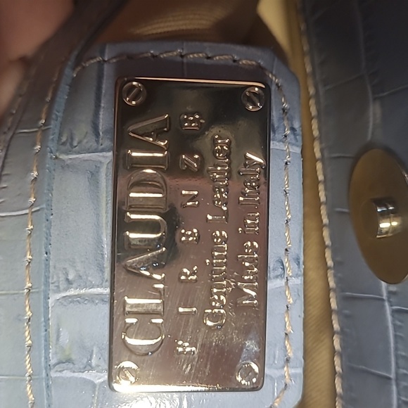 Claudia Firenze Croc Embossed Calf Skin Satchel Handbag - Picture 6 of 9